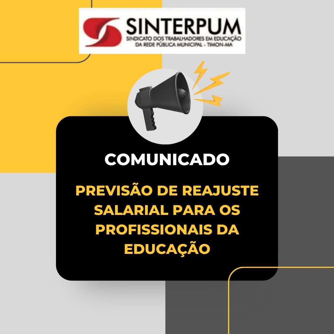 PREVISÃO DE REAJUSTE SALARIAL PARA OS PROFISSIONAIS DA EDUCAÇÃO